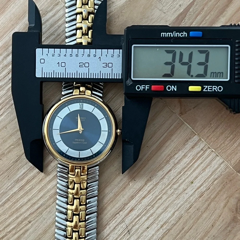 Seiko Phoenix Rare Vintage Watch Blue and Pearl Dial Two-Tone Bracelet Stunning
